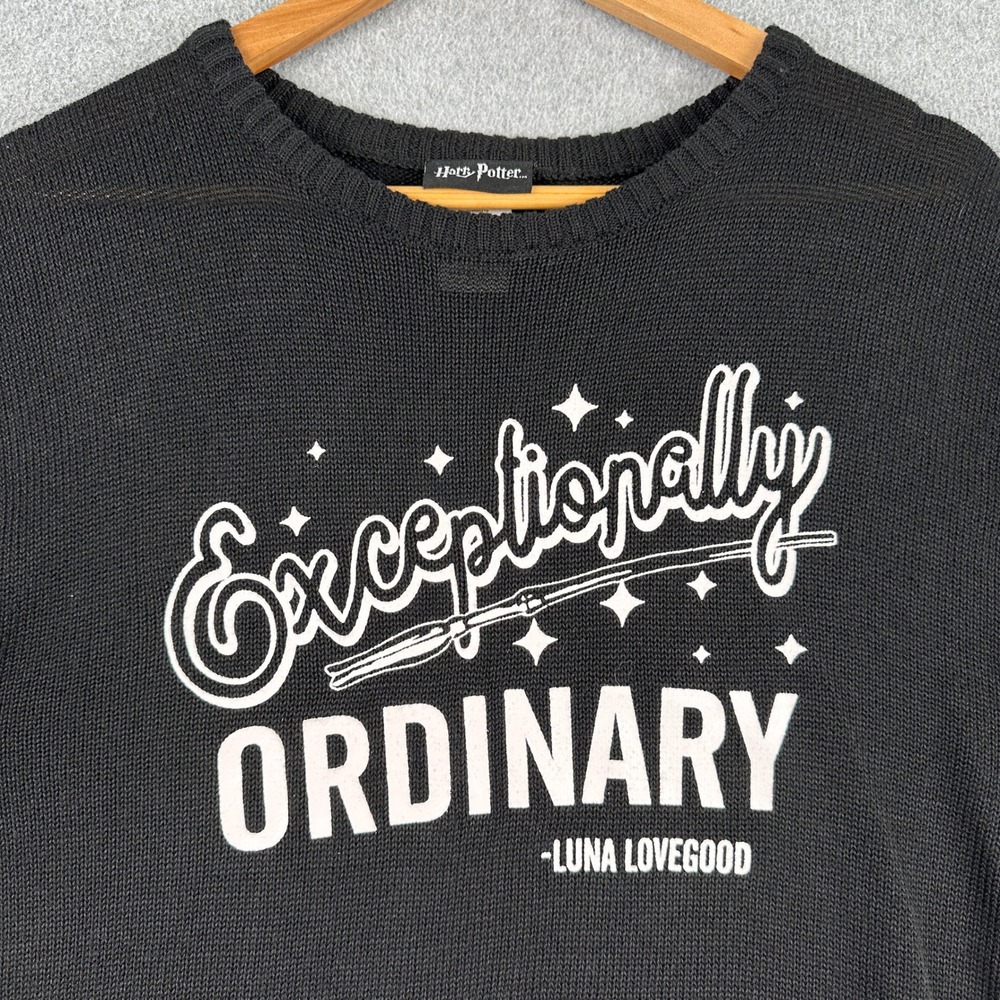 Harry Potter Sweater Womens L Black Exceptionally Ordinary Luna Lovegood JW0622